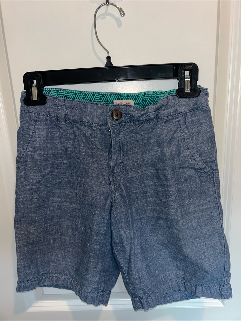 Cat & Jack Denim-Look Blue Shorts with Teal Lining